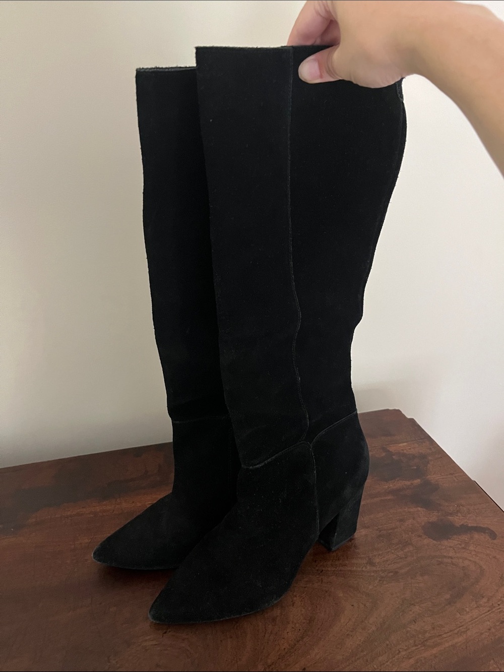 Steve Madden Women’s Black Knee-High Suede High Heel Boots